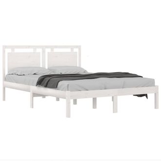 Berkfield Home Beautiful Bed Frame White Solid Wood 120x200 cm | Size: Small Double