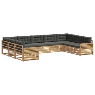 vidaXL Set Di Divani Da Esterno 9 Pz Bianco E Antracite Vidaxl