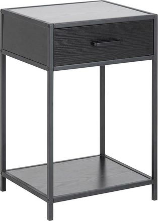 AC Design Furniture Mesita De Noche Seaford Negra Con Caj&oacute;n, Moderna, Mdf Metal
