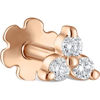 Maria Tash Diamond Trinity Threaded Stud Earring in Rose Gold at Nordstrom, Size 4.5 Mm
