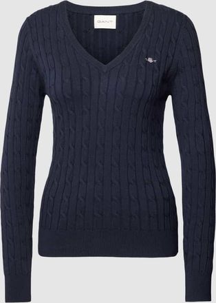 GANT Strickpullover mit Zopfmuster in Marine, Gr&ouml;&szlig;e L