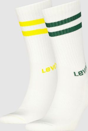 Levi's Regular Cut Sport Stripe Socks 2 pack - Hombre - 39 - Multicolor / White/Green/Yellow