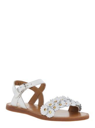 Pom dApi Girls Sandals Plagette Multi Flo Vernis White Leather