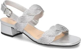 Easy Street Womens Easy Street Charee Sandals Silver Block Heel Slingback HTAT262