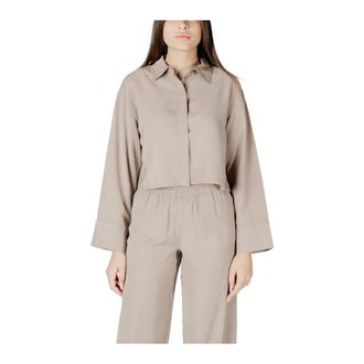 Only Only, Dames, Blouses & Shirts, Beige, Maat: M Katoen