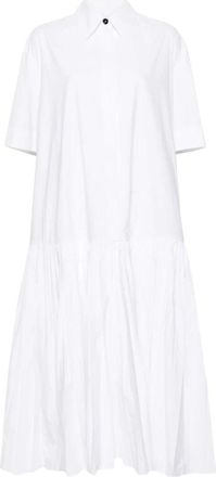 Jil Sander Witte Poplin Midi Jurk - Dames - Casual kleedjes - Wit - XS - Katoen - Kleedjes