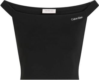 Calvin Klein Jeans Tops, Dames, Zwart, L, Logo Bardot Milano J20J225542