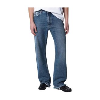 S&eacute;fr Frayed Cut Jeans - male - S&eacute;fr - Straight Fit Jeans - Blue - W34 - Jeans