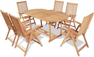 vidaXL Set Comedor De Jard&iacute;n 7 Pzas Con Sillas Plegables Teca Maciza Vidaxl