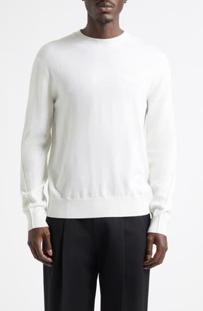 Givenchy Button Tab Cuffs Wool Crewneck Sweater in Ivory at Nordstrom, Size X-Large