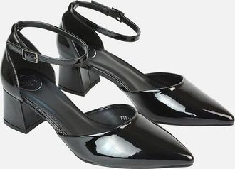 XY London Womens XY London Womens/Ladies Evie Ankle Strap Low Block Heel Court Shoes - Black - Size: 3