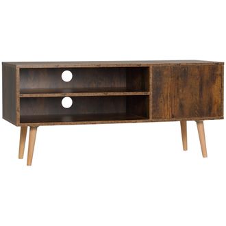 HOMCOM TV Unit Cabinet for TVs up to 55Inches with Cupboard Shelves - Brown | TJ Hughes