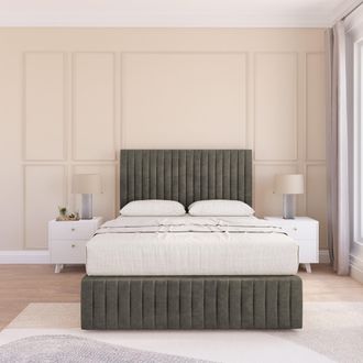 Sloomy Madison Dumfries Bed Set, No Drawers Mattress & 26 Headboard in Dark Grey | Size: Single