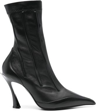 MUGLER 95mm seam-detail boots - women - Calf Leather/Calf Leather/Calf Leather/Rubber - 38.5 - Black