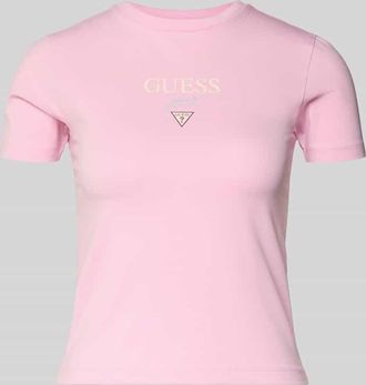 Guess T-Shirt mit Logo und Rundhalsausschnitt in Pink, Gr&ouml;&szlig;e XL