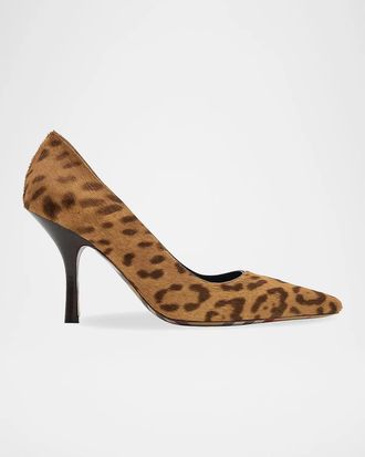 Burberry Dame 90MM Leopard-Print Calf Hair Pumps