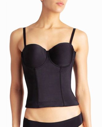 Nicole Miller Microfiber Low Back Boned Bustier In Black
