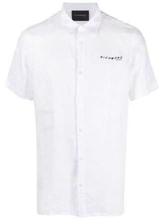 John Richmond short-sleeve linen shirt - men - Linen/Flax - 54 - White