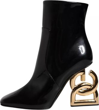 Dolce & Gabbana Womens Black Jackie Leather Mid Calf Boots Shoes