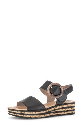 Gabor Ankle Strap Wedge Sandal in Black at Nordstrom, Size 10.5Us