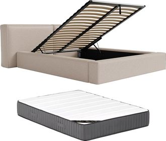 Vente-Unique Canap&eacute; abatible 180 x 200 cm - Tela - Beige + Colch&oacute;n - TIMANO de Pascal Morabito