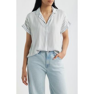 Beach Lunch Lounge Deni Stripe Shirt in Green Moss at Nordstrom, Size X-Small