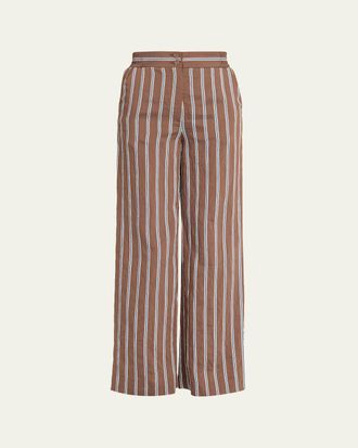 Veronica Beard Carraway Striped Wide-Leg Pants