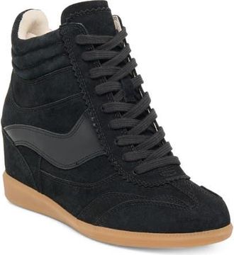 Dolce Vita Issac High Top Wedge Sneaker in Onyx Suede at Nordstrom, Size 7.5