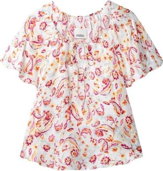Isabel Marant Penelope Floral Printed Satin Top Size M