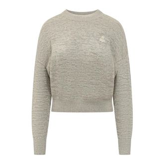 Isabel Marant Geborduurde Logo Sweater - Dames - Ronde hals truien - Grijs - S - Katoen - Truien & Vesten