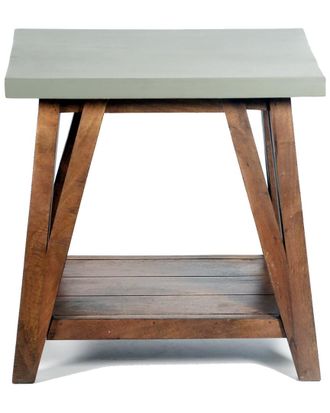 Alaterre Brookside 22inW Wood with Cement-Coating End Table