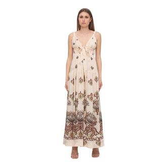 Sabina Mus&aacute;yev Bloemenprint Maxi Jurk - Dames - Maxi kleedjes - Wit - S - Nylon - Kleedjes