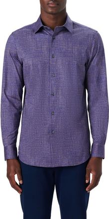 Bugatchi OoohCotton Print Button-Up Shirt in Mocha at Nordstrom, Size Large