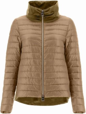Herno Chic Bomberjack met hoge kraag - Dames - Winterjassen - Bruin - L - Nylon - Jassen