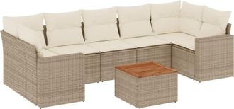 vidaXL Vidaxl - Juego De Sof&aacute;s De Jard&iacute;n Con Cojines Beige 8 Pzas Rat&aacute;n Pe