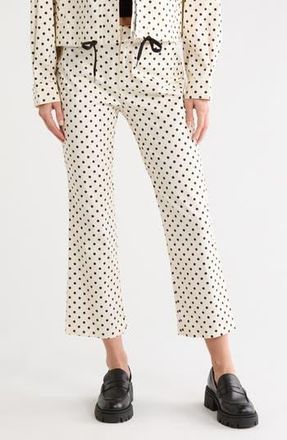 Current Elliott Slim Fit Crop Flare Trousers in White Black Polka Dot at Nordstrom Rack, Size 10