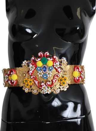 Dolce & Gabbana multicolor Embellished Floral Crystal Wide Waist Womens Belt