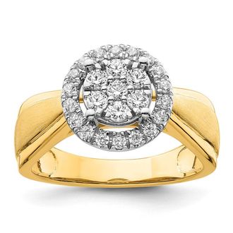 Diamond2Deal 14k Two-tone Lab Grown Diamond Engagement Ring 1/2Ct Clarity- VS Color- G-H