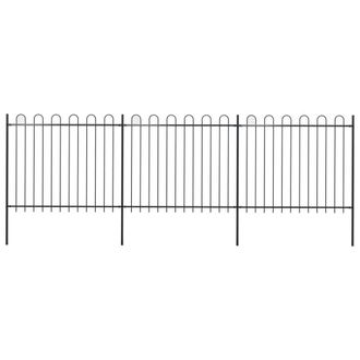 Berkfield Home Garden Fence with Hoop Top Steel 5.1x1.5 m Black