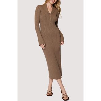Lost + Wander Viviette Long Sleeve Rib Maxi Dress in Sepia at Nordstrom Rack, Size Medium/large