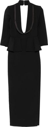 Elisabetta Franchi Peplum-waist Shawl-lapel Dress