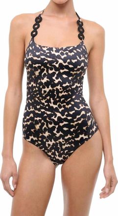 Staud Laird One-Piece Swimsuit In Tortoise