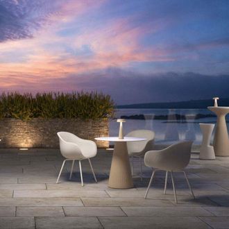 Plust Mesa Redonda Para Exterior Bar Restaurante Dise&ntilde;o Moderno Fade T1-r - Gris