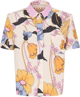 Marni Overhemd met bloemenprint - Beige