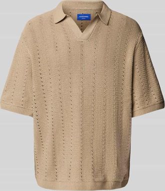 Jack & Jones Jack & Jones Relaxed Fit Poloshirt mit Lochmuster Modell PAROS in Offwhite Melange, Größe XL