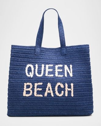 BTB Los Angeles Queen Beach Straw Tote Bag