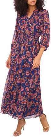 Vince Camuto Metallic Floral Maxi Dress in Deep Sky at Nordstrom, Size X-Large P