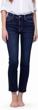 Flying Monkey Super High Rise Stretch Slim Straight Jeans In Dark Blue