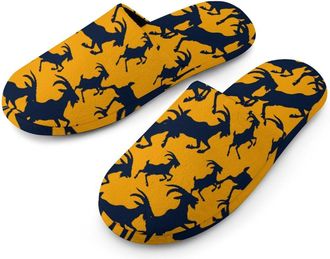 Generic Goat Silhouette Mens Cozy Memory Foam Slippers Warm Cotton House Shoes Comfy Slipper for Indoor Outdoor