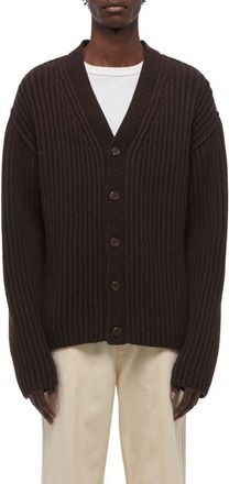 Helmut Lang Zephir Oversize Ribbed Wool Blend Cardigan in Dark Brown at Nordstrom, Size Xx-Large